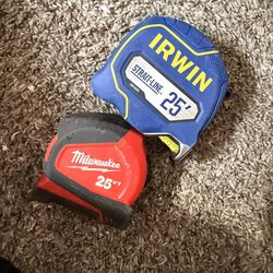 IRWIN STRAIT-LINE 25-ft Tape Measure and Milwaukee both 25