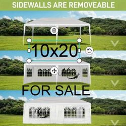 10×20 FT White Party Tent, Waterproof Outdoor Wedding Canopy with 6 Removable Sidewalls