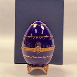 Faberge Collection Artist Signed, Sailing Yacht Egg, Serial No. 173 With Certificate 5.5" High