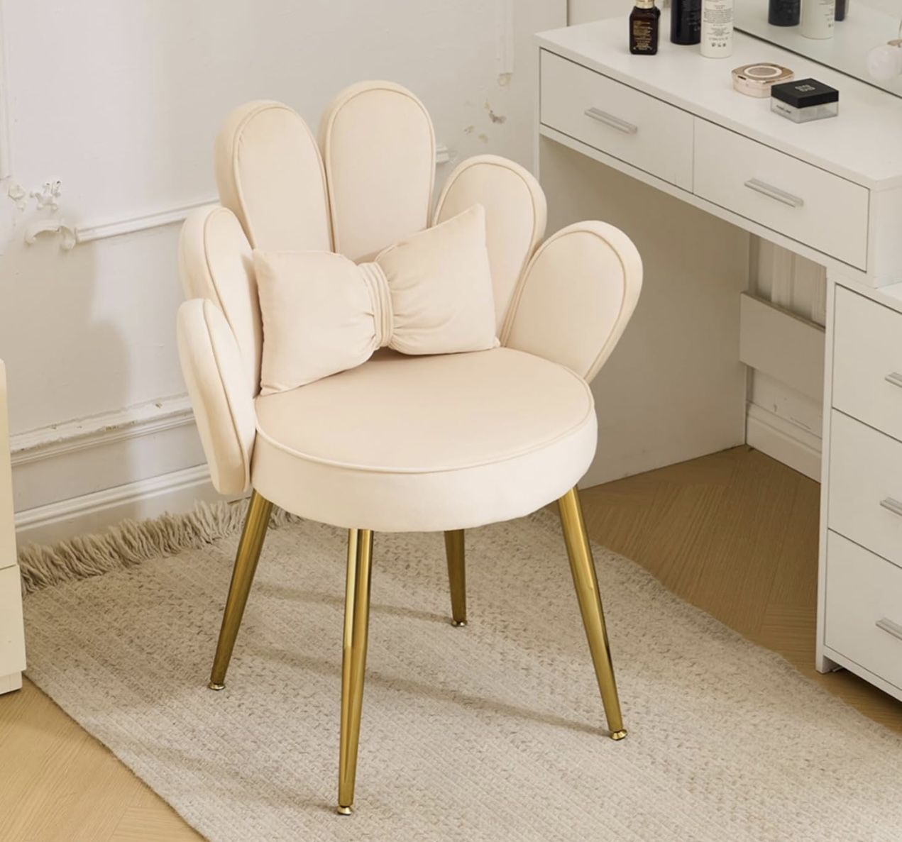 Petal Makeup Vanity Chair with Back