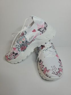 White Sugar Skull Sneakers 8.5