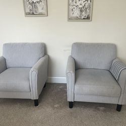 Accent Chairs Grey Set Of 2 