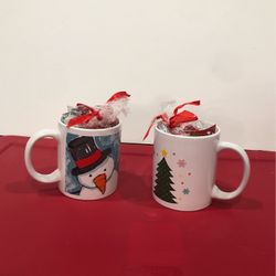 2 Holiday Mugs With Candy