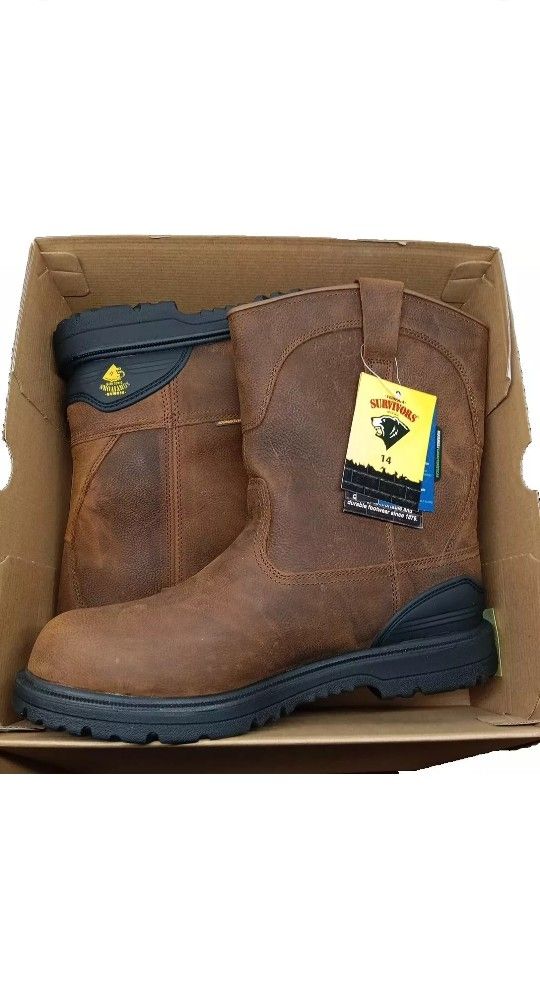 Herman Survivors Mens Bison Waterproof Pull On Steel Toe Work Boots Size 14