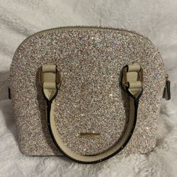 ALDO Barland Dome Satchel Bag In a Champagne Glitter Finish