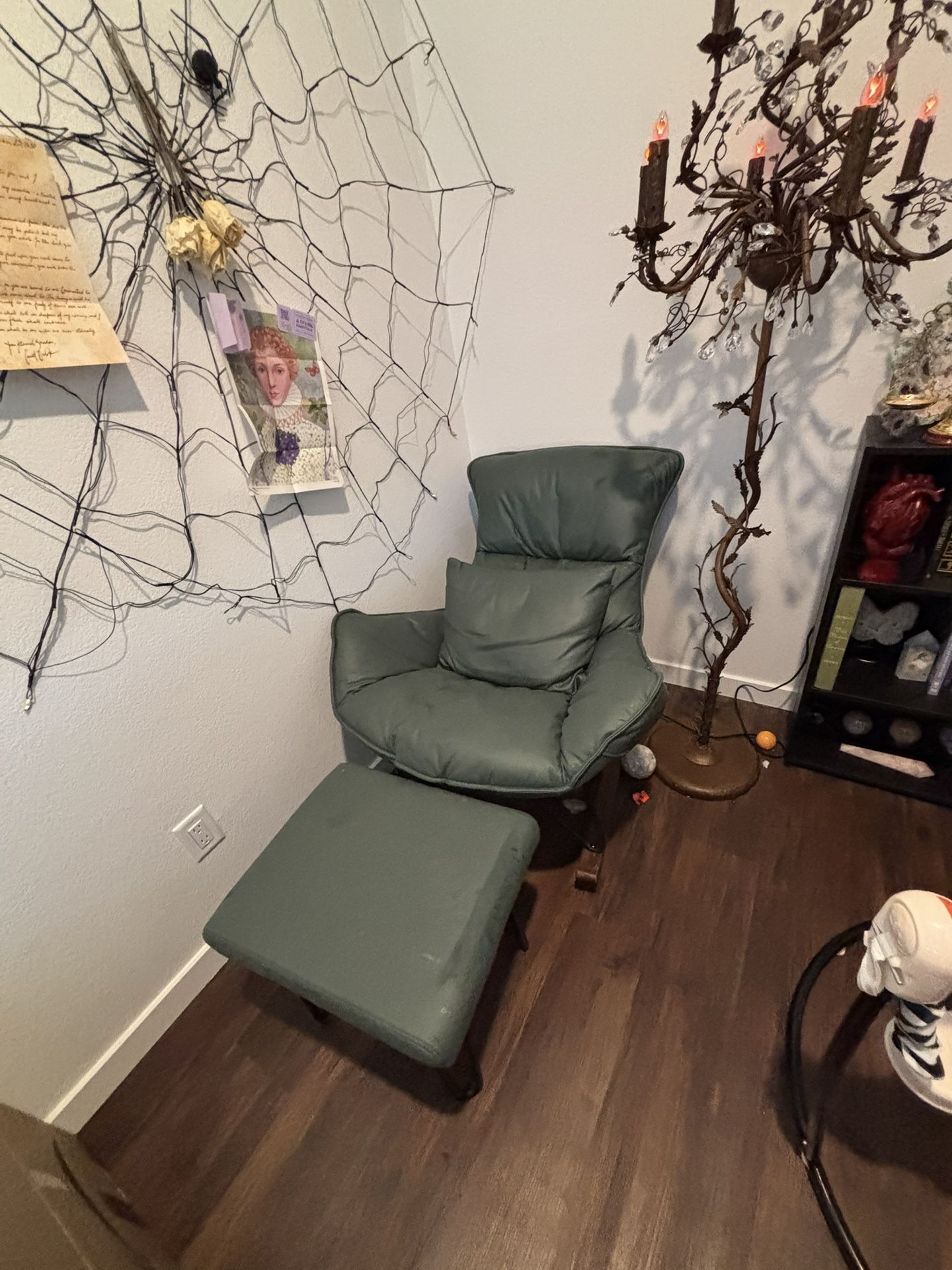 Green Comfy Rocking Chair With Foot Rest