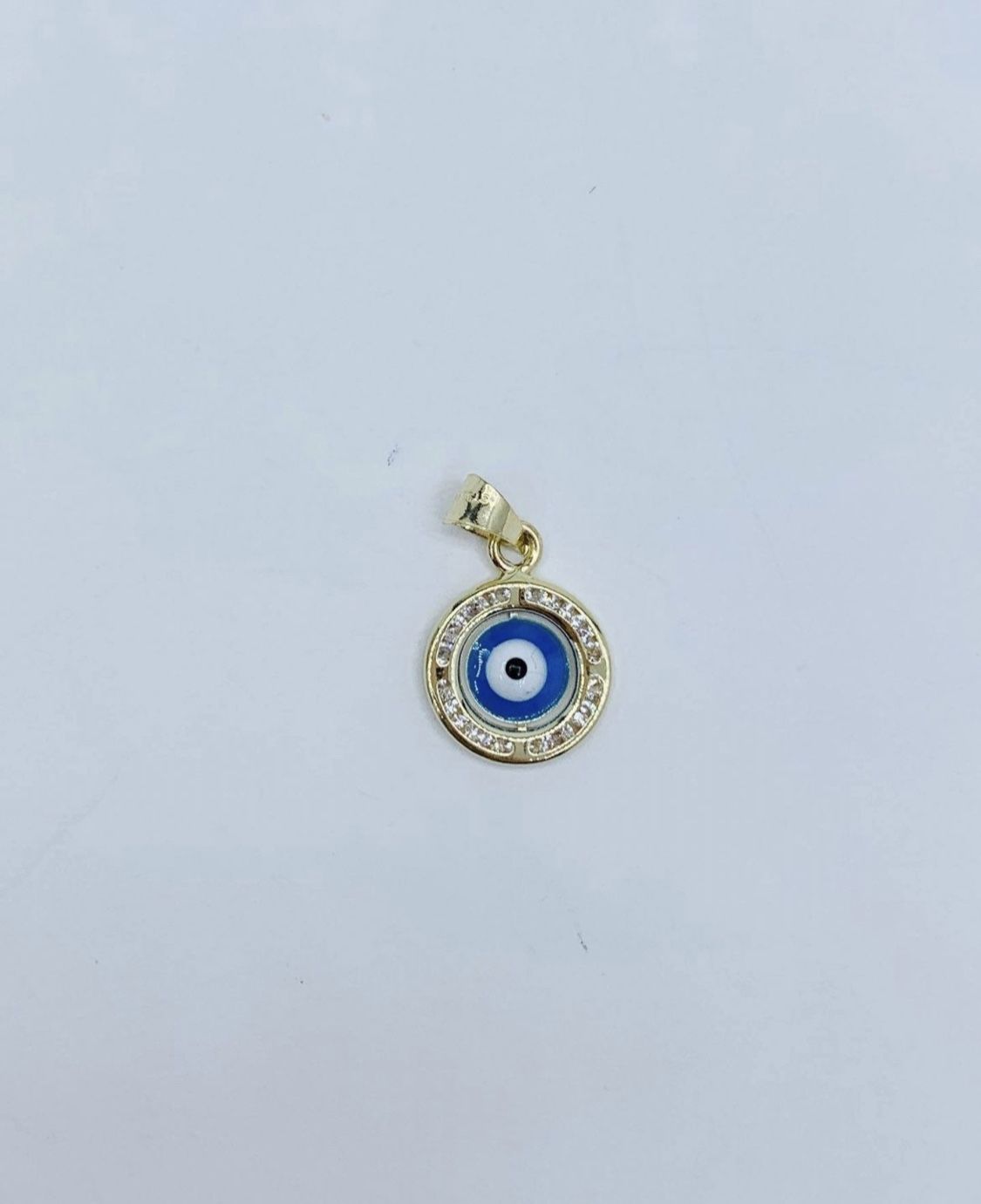14k Gold Pendant Charm Greek Eye Protector Tiny Ojo Griego En Oro Evil