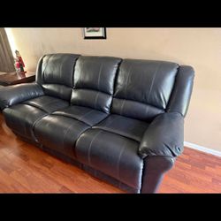 Dark Gray Leather Reclining Sofa