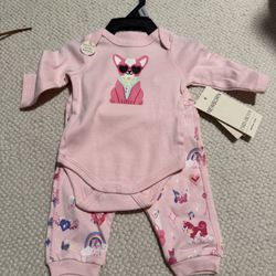 New Baby Girl Outfit Size Newborn Monica & Andy Dog Rainbow 