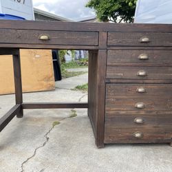 RH Restoration Hardware Printmakers Executive Desk With Distressed Wood