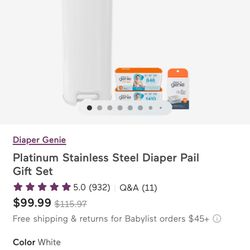 Brand New Platinum Stainless Steel Diaper Genier