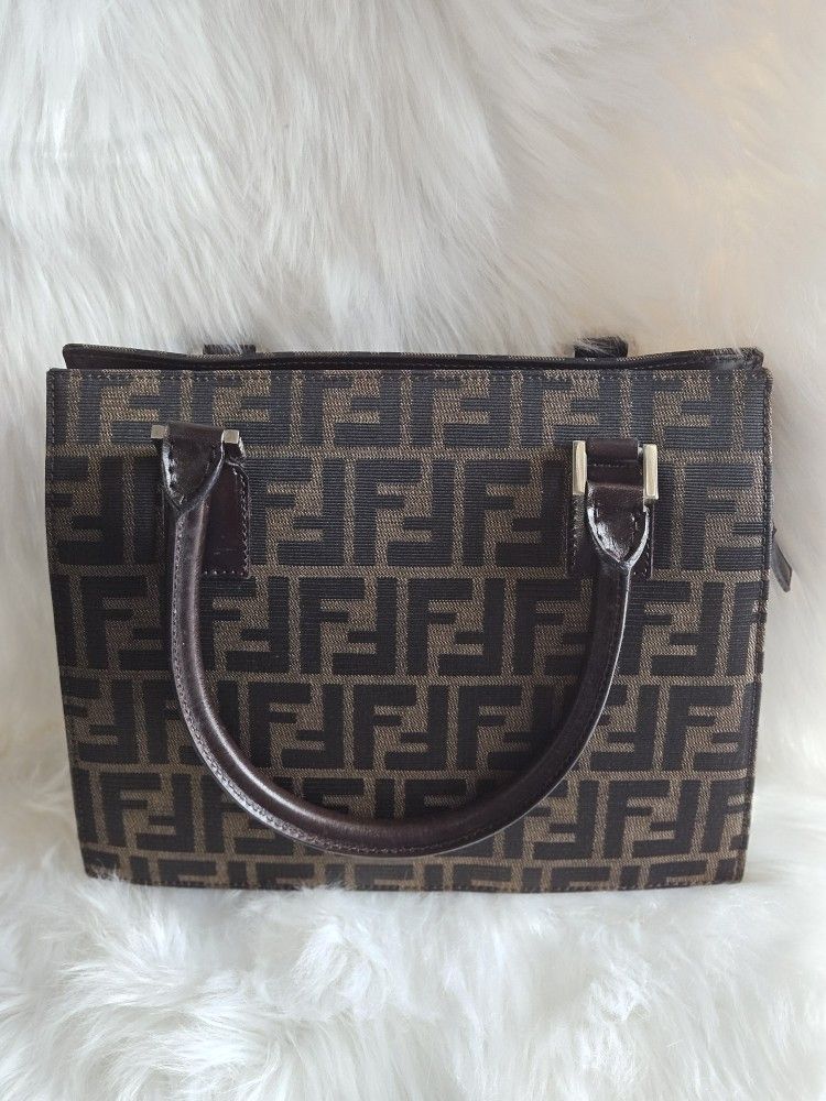FENDI Vintage Tote Bag Zucca Canvas Brown