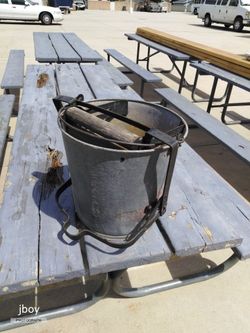 Vintage Metal Mop Bucket with Wringer