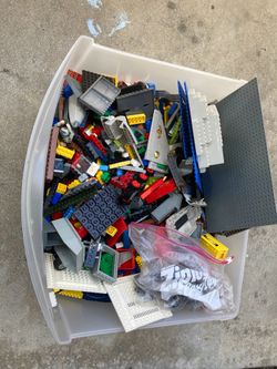 Bin of random Lego and Knockoff Parts