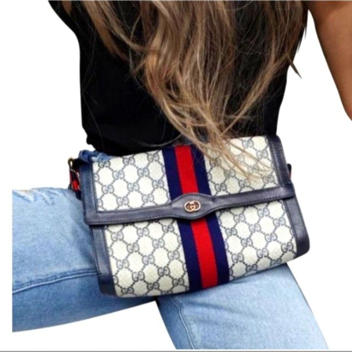 Authentic Vintage Gucci GG Monogram Supreme Ophidia Clutch Fanny Bum Waist Belt Crossbody Bag