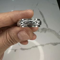 Braided Spinning Silver Ring 925 Sz 12 10 Grams