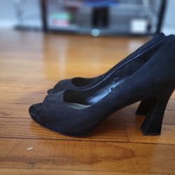 Worthington Lula Peep Toe Black Heels – Size 11 Women’s | Flared Pumps