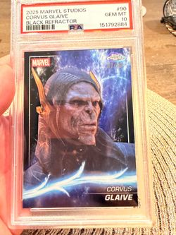 2025 Topps Chrome Marvel Corvus Glaive Black Refractor #90 PSA 10