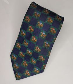 Robert Talbott Checkered Jockey Blue And Green Silk Face Tie Quiet Luxury Rare