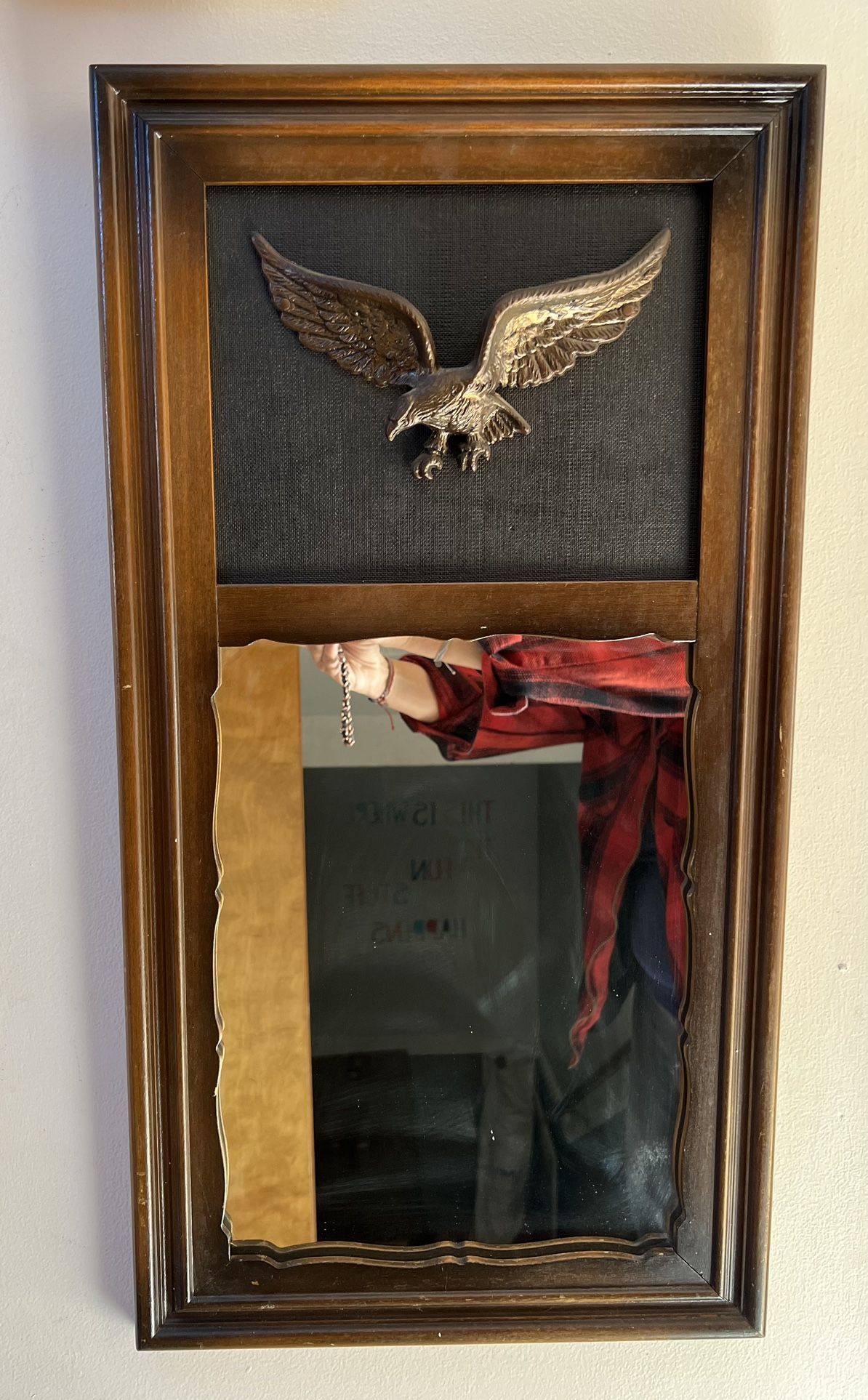 Vintage Wooden Federal Metal Eagle Mirror
