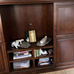 All Wood Big Brown Living room Entertainment Center 