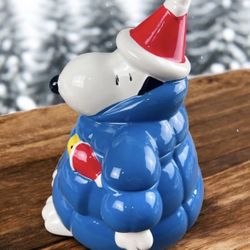 Peanuts Snoopy Blue Puffer Jacket Ceramic Jar