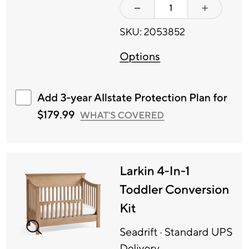 Pottery Barn Larkin 4-1 Convertible Crib - Dark Walnut