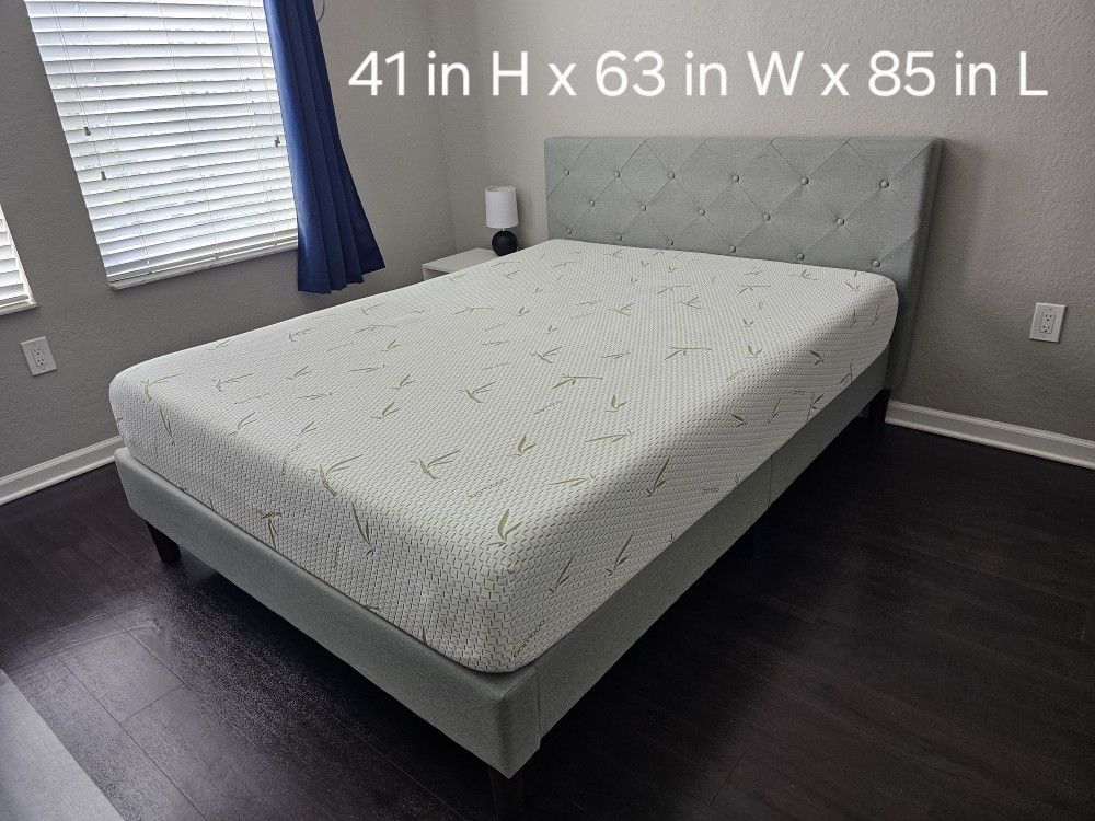 Queen Sized Bed Frame And Bamboo Memory Foam Mattress
