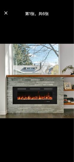 50" Electric Fireplace, Cool to The Touch Fireplace Heater, Recessed and Wall Mounted Fireplaces with Timer Remote Control Adjustable Flame Color, Bla