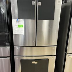 Refrigerator, GE 36” W 23 Cup.ft Counter Depth 4 Door Fridge