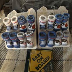  Socks And Baby On Board Sign 