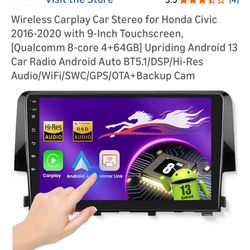 UPRIDING new wireless 9” CarPlay car stereo for Honda Civic
