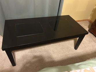 Black Wood Coffee Table with Glass Inlays