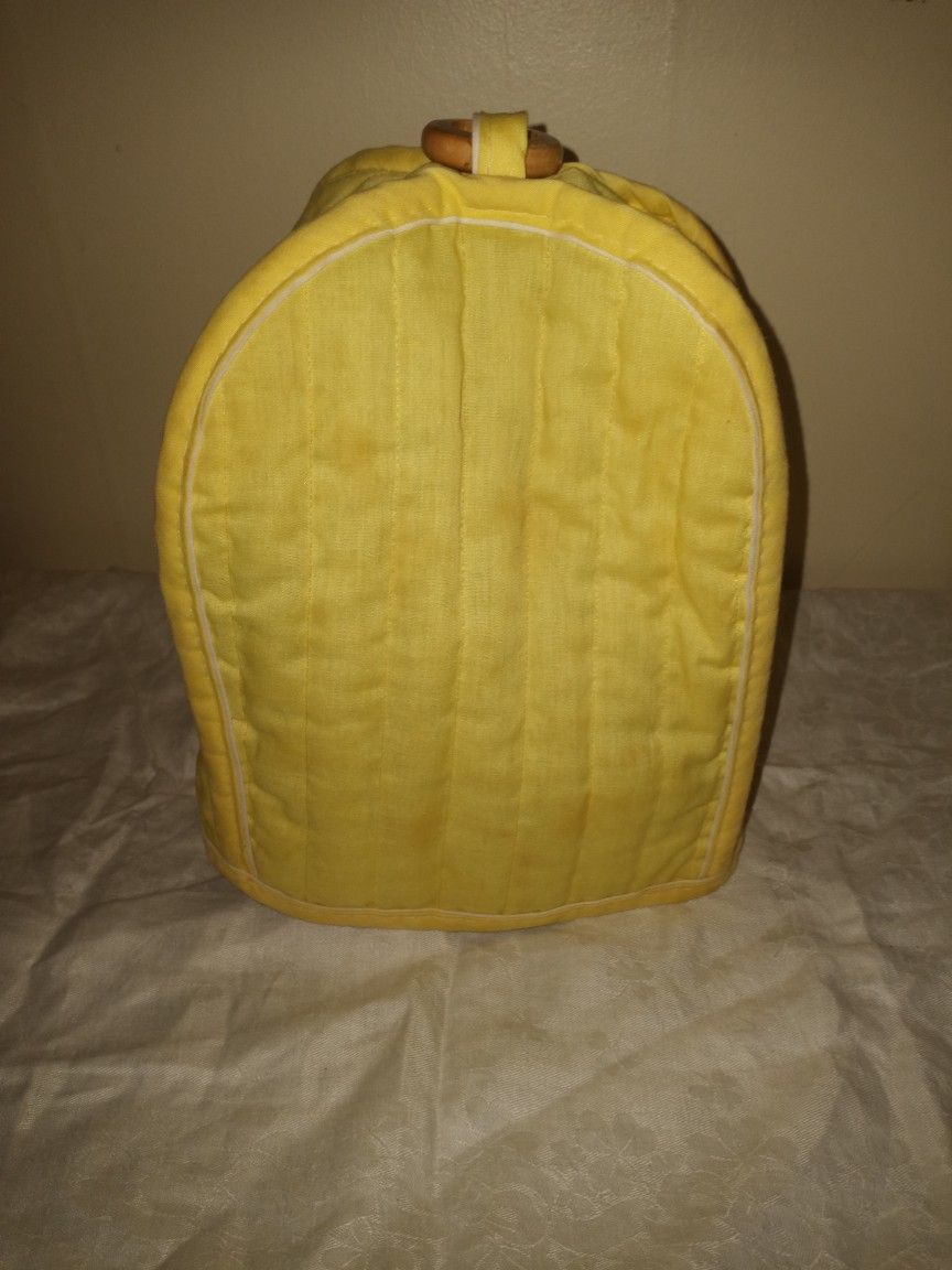 Vintage Bright Yellow Appliance Cover With Wooden Hook
