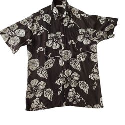Campia Moda Floral Button-Up Shirt – Size S – Brown/Beige Rayon