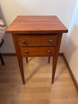 Antique Wood Two-Drawer Side Table