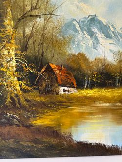 Oil painting signed original 36” wide 23” tall