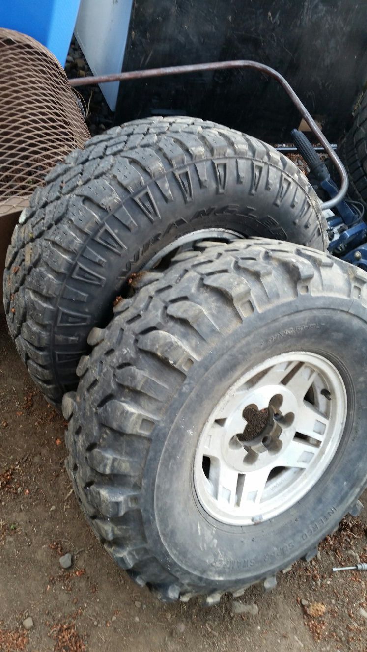 33x12.5-15LT Goodyear wrangler and Interco Super Swamper tires on wheels