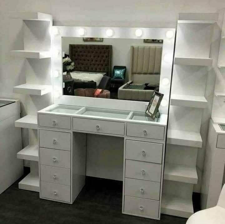 vanity with XL mirror (Shelves sold separately)