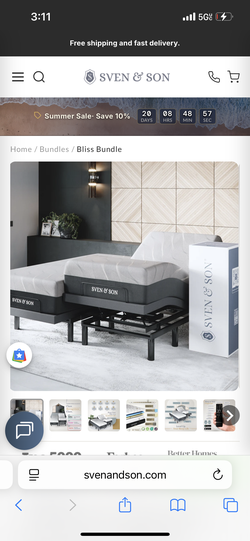 Brand new split king adjustable bed w/ Mattress