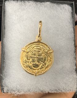 14k solid gold Atocha coin pendant
