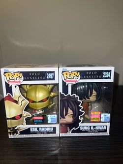 2 EXCLUSIVE LE Solo Leveling Funko Pops Esil Radiru #2497 & Sung Il-Hwan #2324 Anime Animation Manga