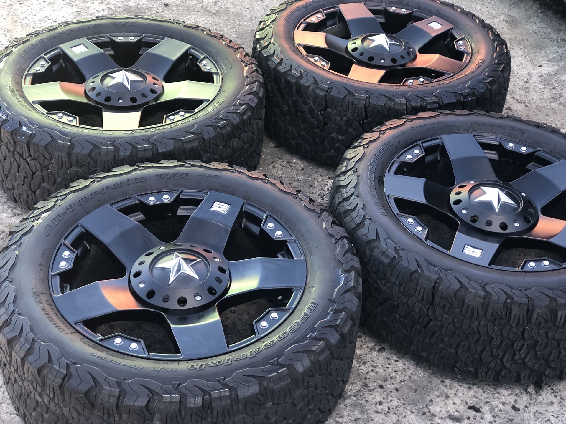 20” Xd rock star rims and Bfgoodrich ko2 tires 2755520 6 lug Chevy