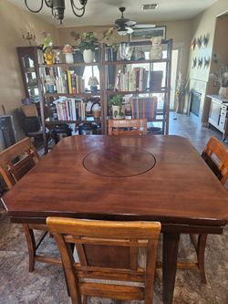 Kitchen Table High Top with Built in Lazy Susan Turntable