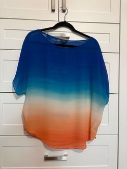 Women’s Guess Ombre Blue to Orange Chiffon Blouse, size - L
