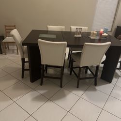 Espresso Solid Wood 6–8 Seater Extendable Dining Set – $300