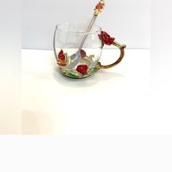 Glass Butterfly Flower Cup Spoon