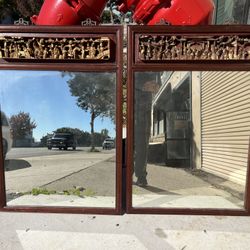 Chinese Carved Antique Mirrors 