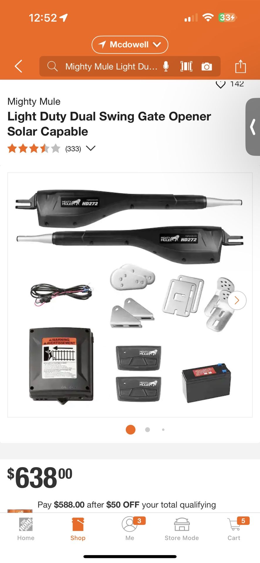 (2) Mighty Mule Light Duty Dual Swing Gate Opener Solar Capable