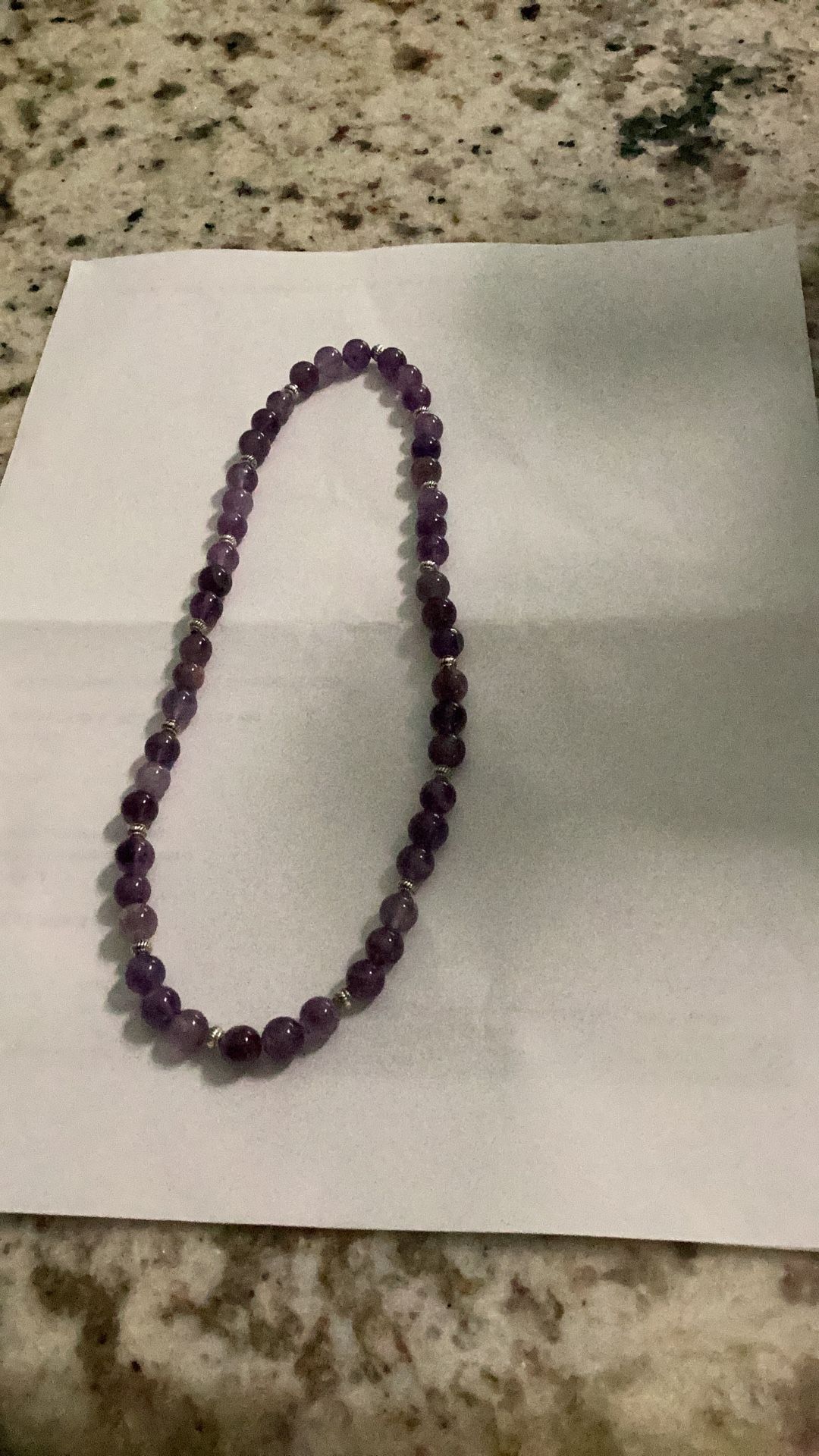 Amethyst Beads with Silver Spacers,